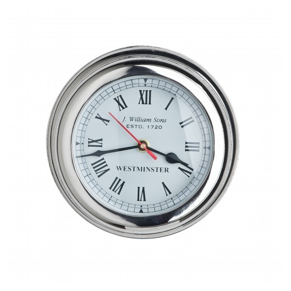 Chunky chrome nautical clock with roman numerals Styleabode